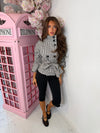 Check Funnel Neck Belted Trench Jacket