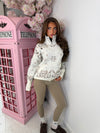 Oversized Bandana Print Zip-Up Knit Cardigan