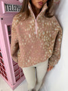 Bambi Print Teddy Fleece Half Zip Jumper
