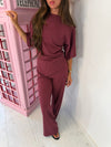 Asymmetric Super Soft Top & Wide Leg Trouser Set