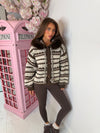 Chunky Aztec Pattern Faux Fur Hooded Cardigan