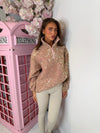 Bambi Print Teddy Fleece Half Zip Jumper