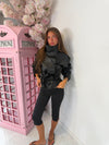 High Neck Cropped Faux Leather Belted Jacket