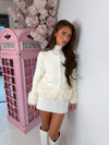 Knit Cardigan with Faux Fur Cuffs & Hem