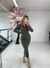 LONG SLEEVE KNIT MIDI DRESS