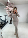 LONG SLEEVE KNIT MIDI DRESS