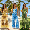 Palm Paradise Scarf Top & Wide Leg Pants 2-Piece
