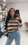 SOFT KNIT STRIPE BUTTON JUMPER