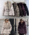 Faux-Fur Trim Belted Puffer Coat