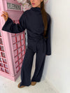 Ruched Tie-Side Top & Wide-Leg Trouser Co-Ord Set