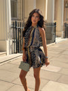 Mixed Animal Print Halterneck Dress