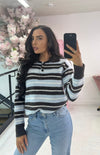 SOFT KNIT STRIPE BUTTON JUMPER