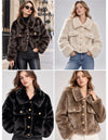 Luxury Faux Fur Jacket with Gold Buttons