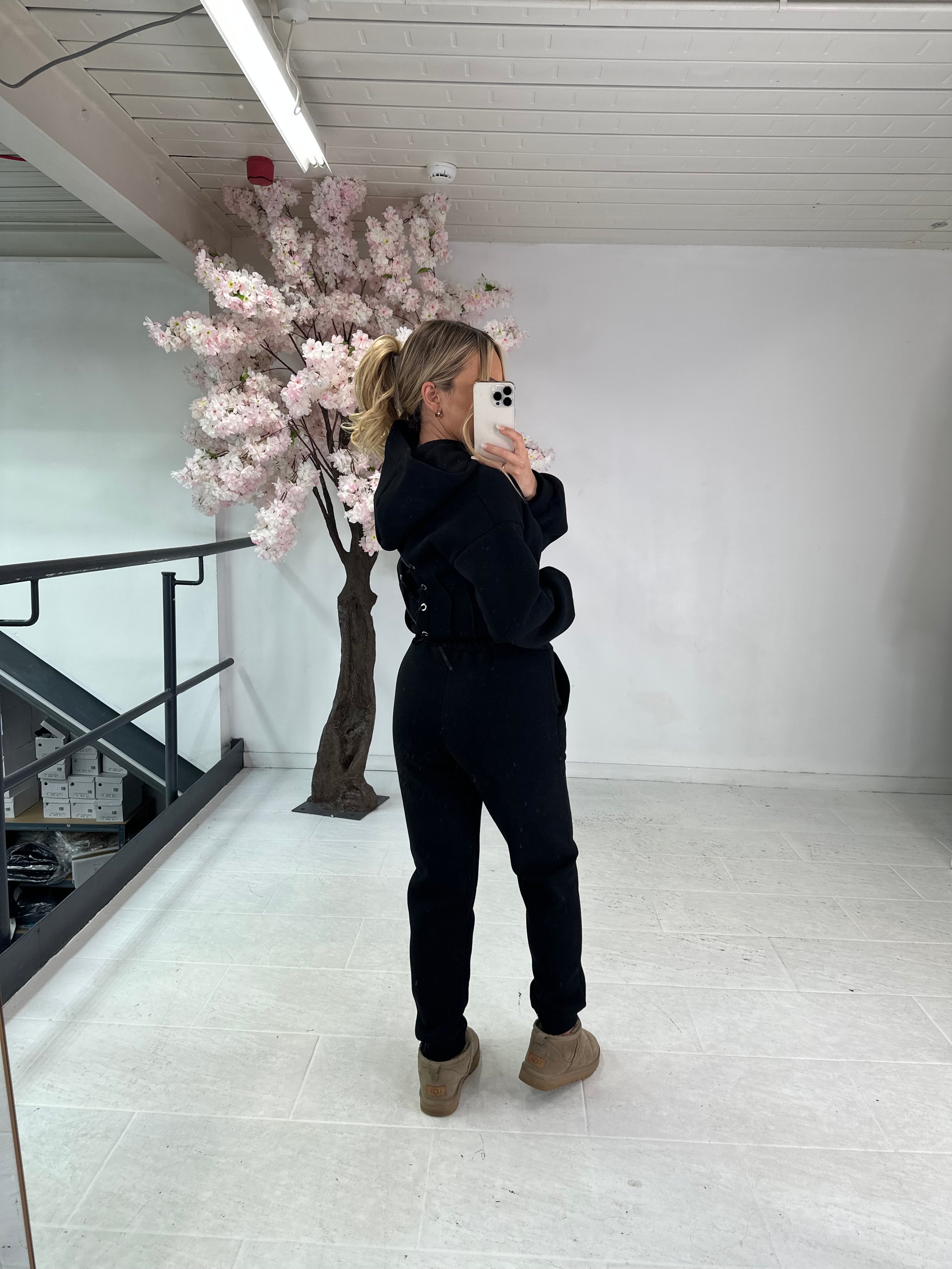 Corset jogger set - black