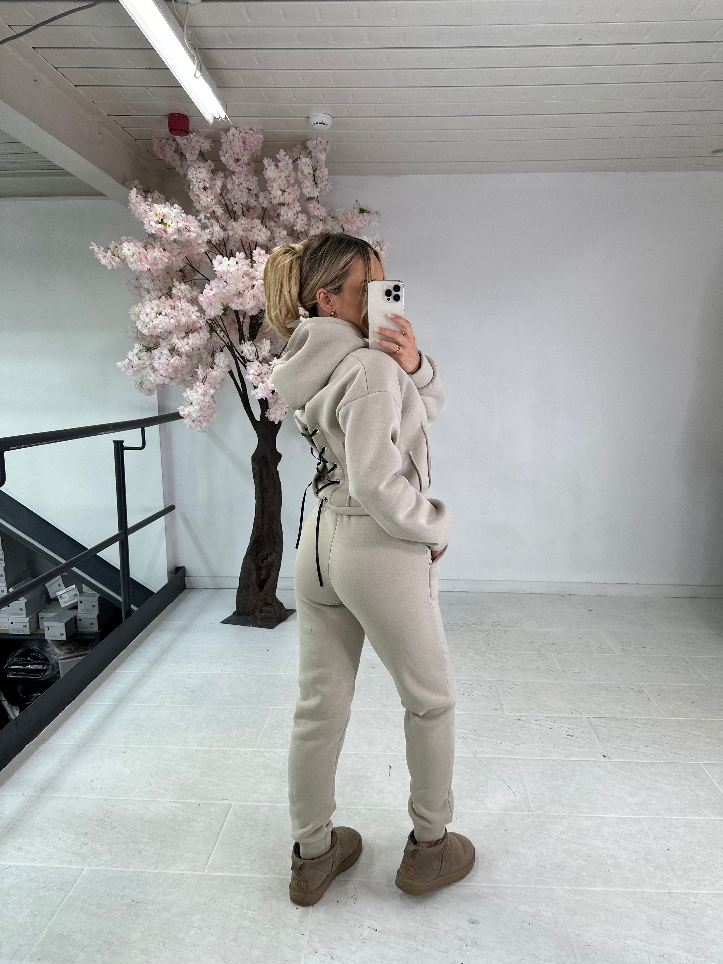 Corset jogger set - beige look