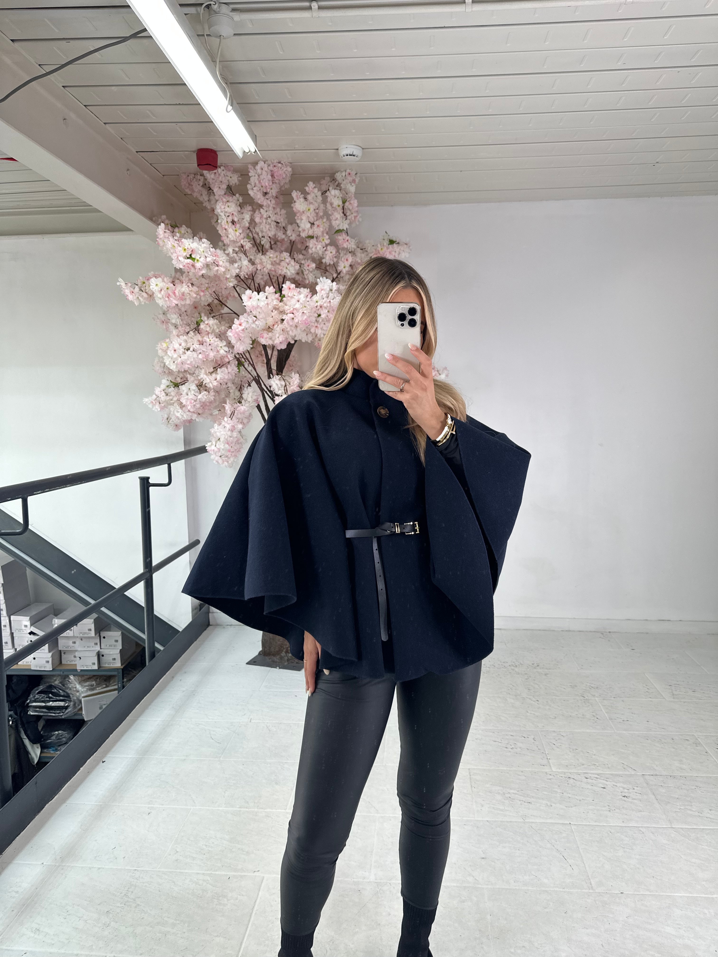 Belted poncho - navy