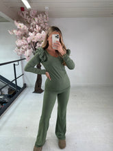 Frill arm loungewear set - khaki