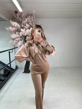 Christmas bow velour trouser set - champagne