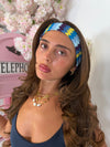 Daisy Zigzag Headband In Blue