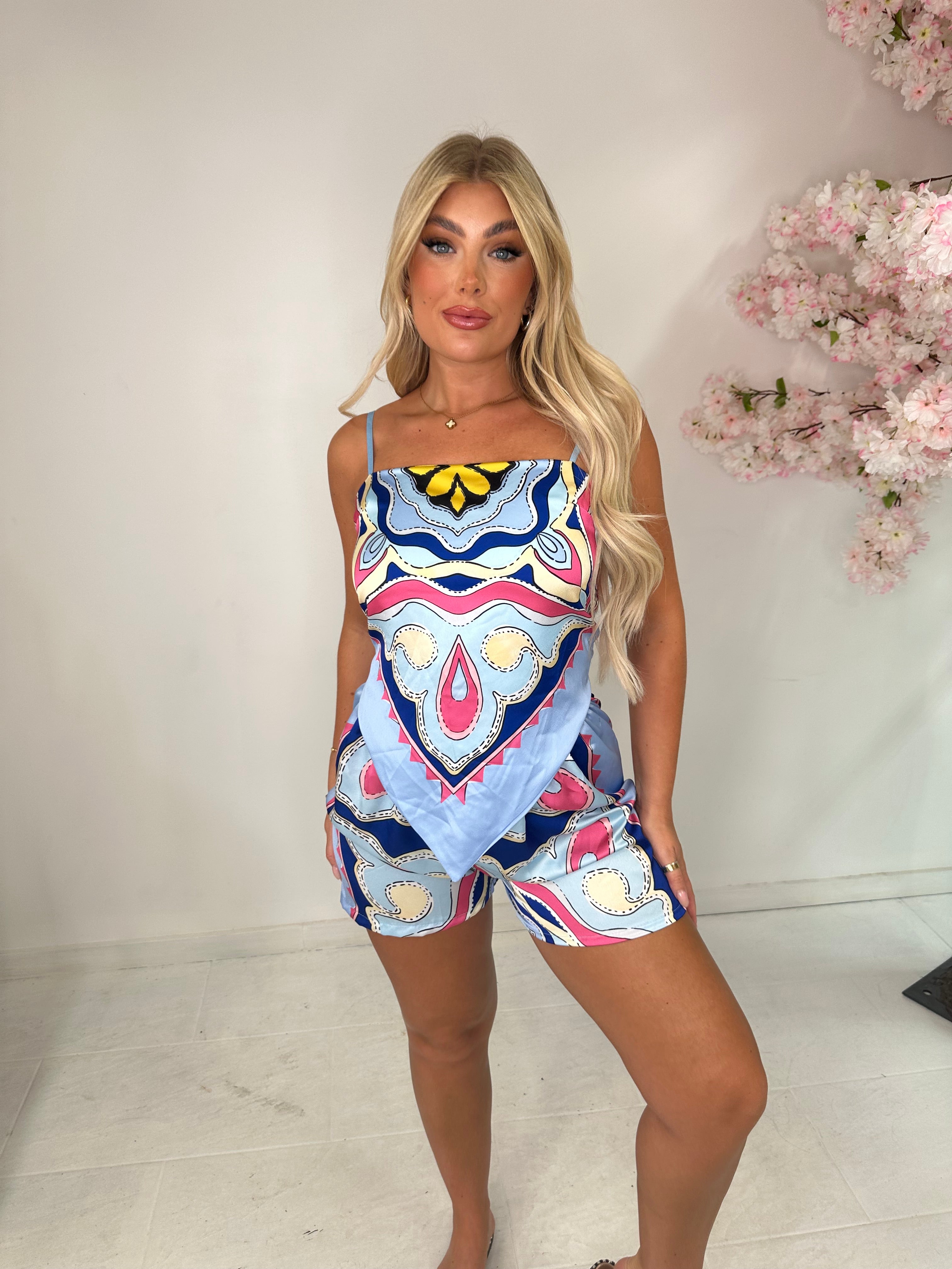 Scarf Short Co-ord - baby blue