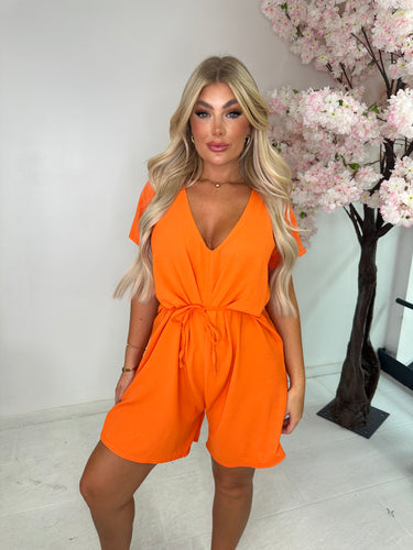 Isla tie up playsuit - orange