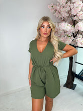 Isla tie up playsuit - khaki