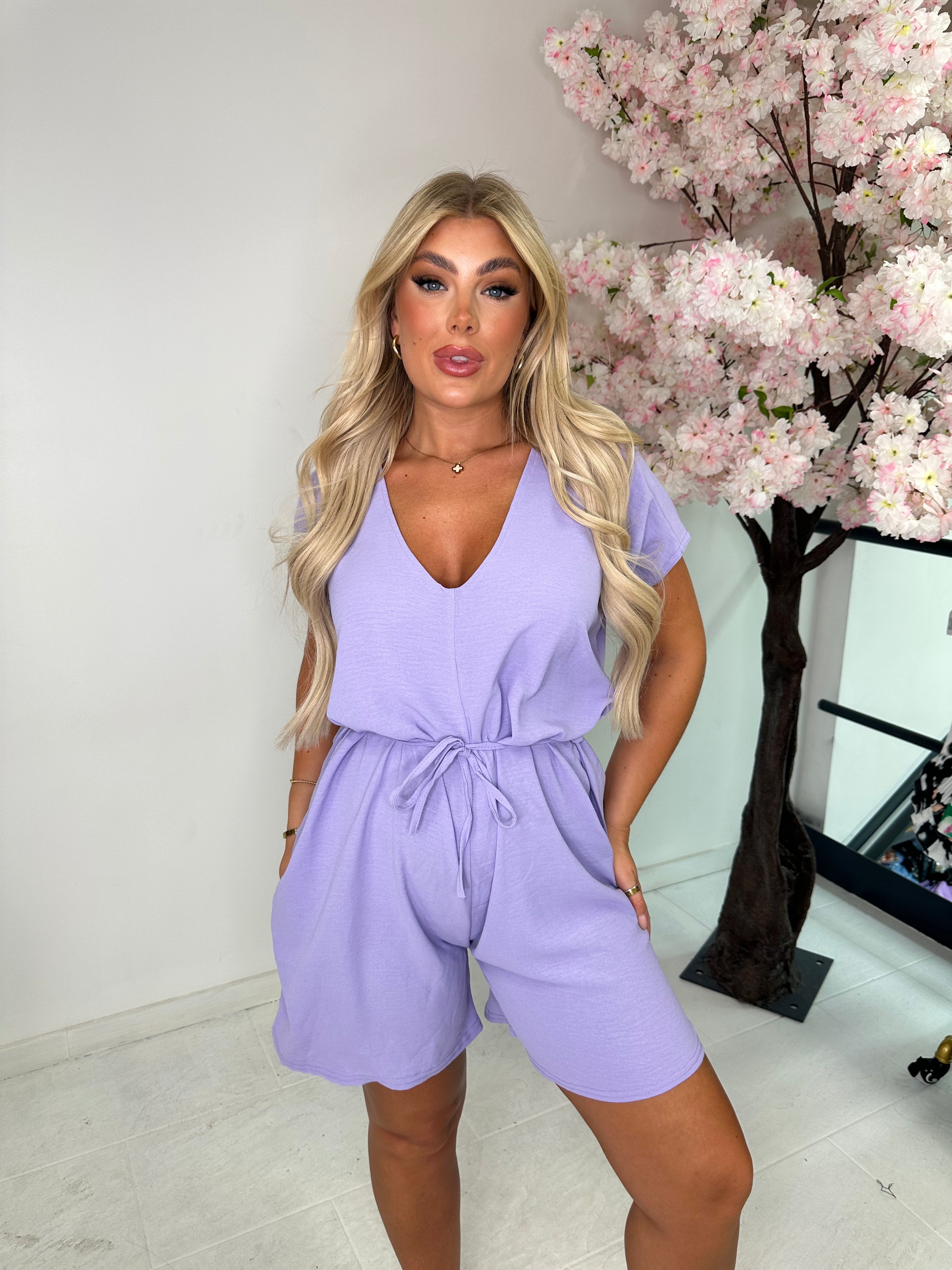 Isla tie up playsuit - lilac