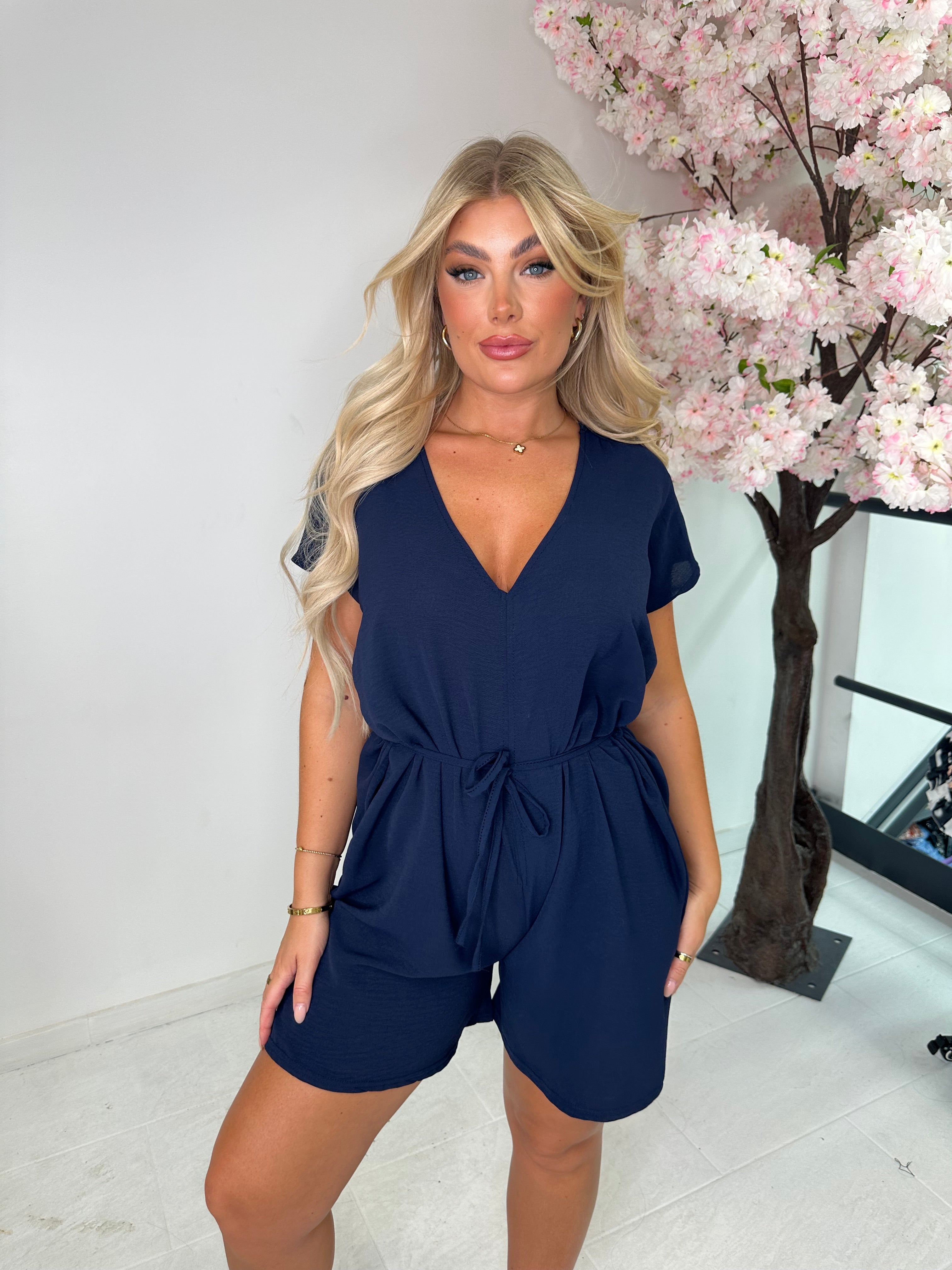 Isla tie up playsuit - navy