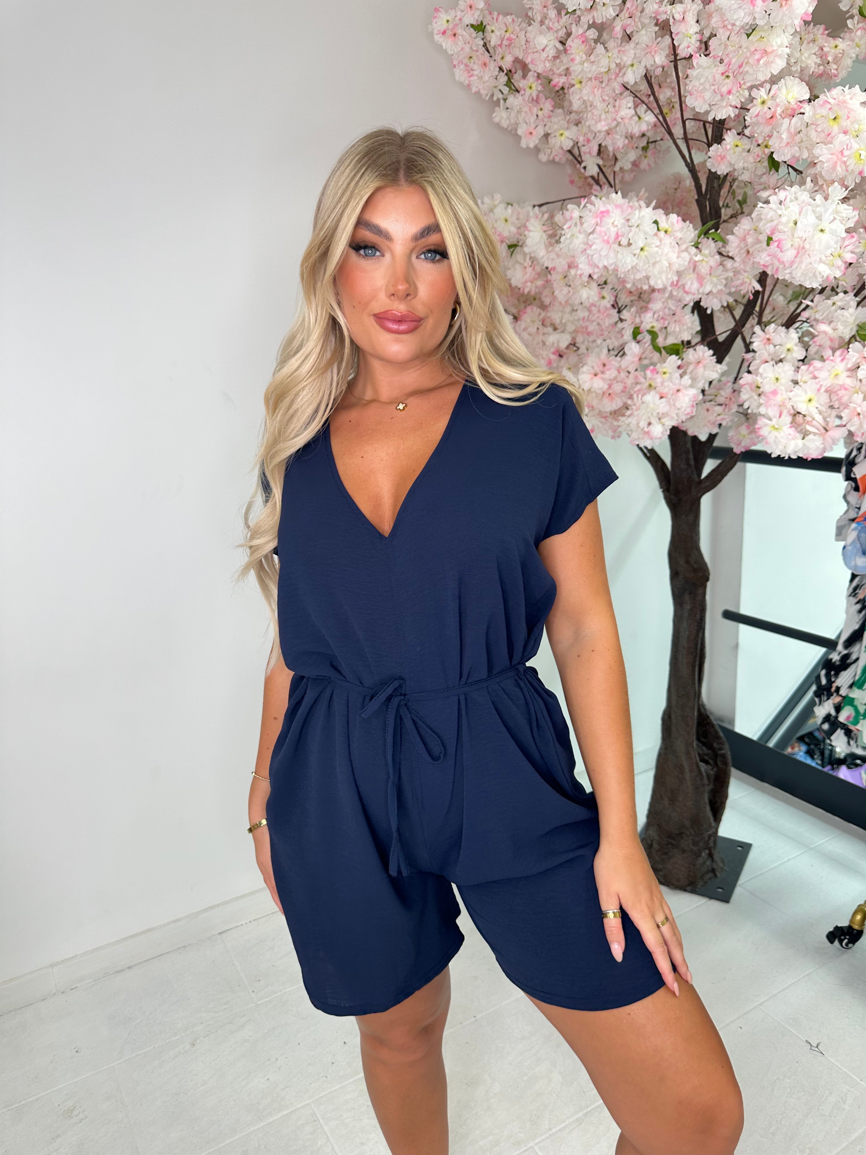 Isla tie up playsuit - navy