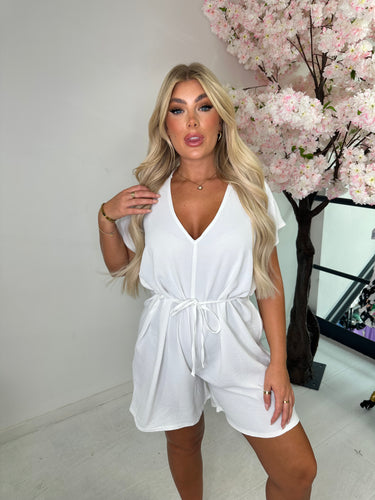 Isla tie up playsuit - white