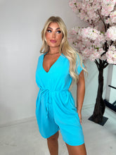 Isla tie up playsuit - aqua blue