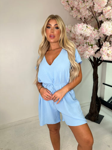 Isla tie up playsuit - baby blue