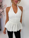 Polkadot Halterneck Top /White Black