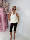 Polkadot Halterneck Top /White Chocolate