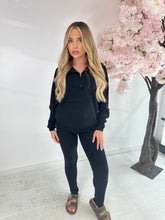 Half zip loungewear set  - black