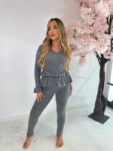 Mila frill loungewear set - grey