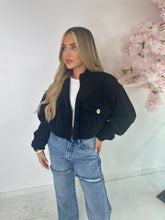 Tweed bomber jacket - black