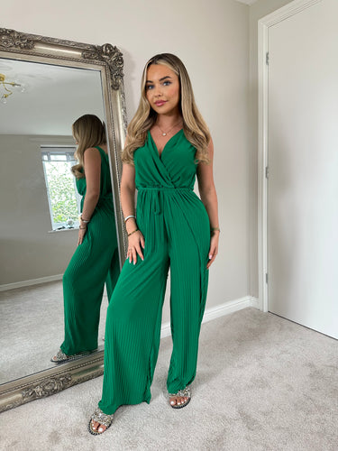 KATE PLEATED JUMPSUIT - GREEN