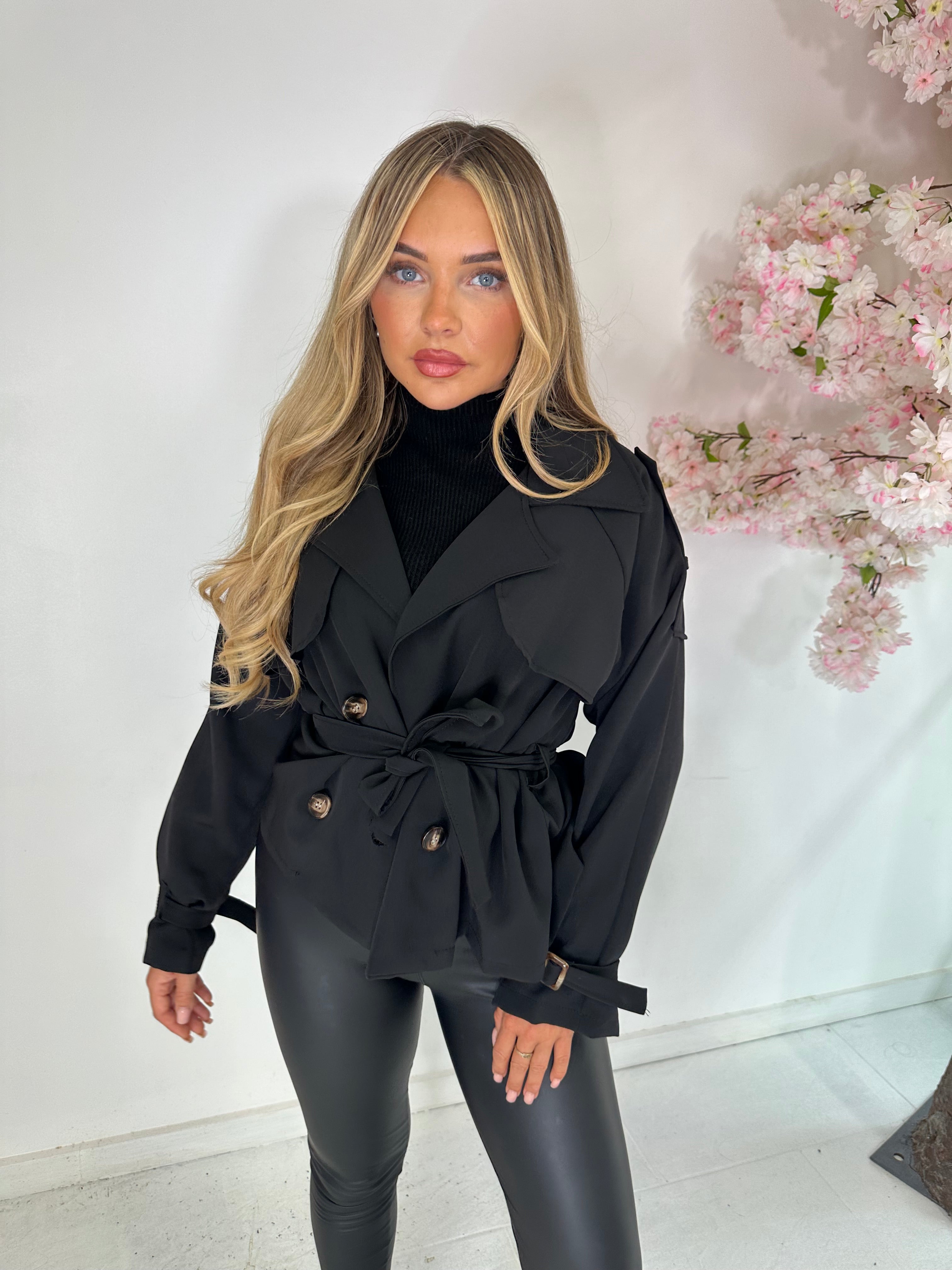 Short trench coat - black