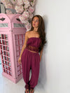 Lace Trim Bandeau Top & Harem Trouser 2 Piece Set