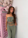 Lace Trim Bandeau Top & Harem Trouser 2 Piece Set