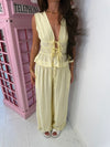Sleeveless Tie Front Wide Leg Co-Ord