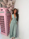 Sleeveless Tie Front Wide Leg Co-Ord