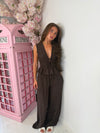 Sleeveless Tie Front Wide Leg Co-Ord