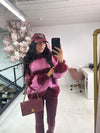 SOFT KNIT BURGUNDY/PINK STRIPE JUMPER
