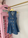 DOUBLE-BREASTED DENIM SKATER DRESS