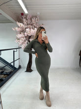 Knit midi dress - khaki