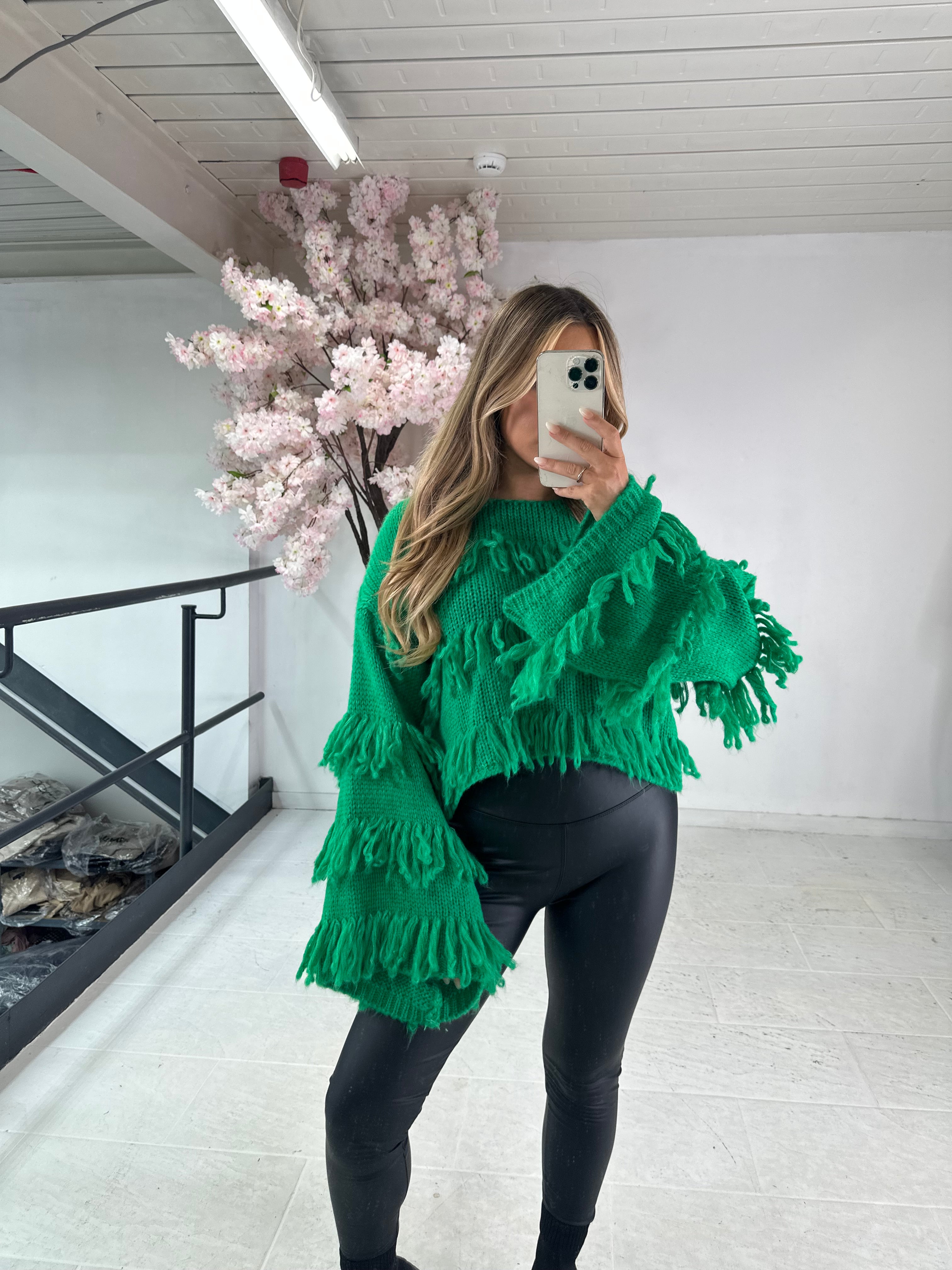 Fringe jumper - green