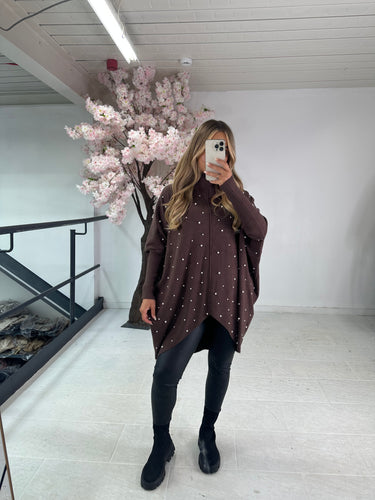Oversized pearl jumper - brown