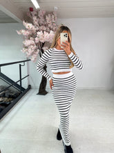 Stripe maxi skirt set - white